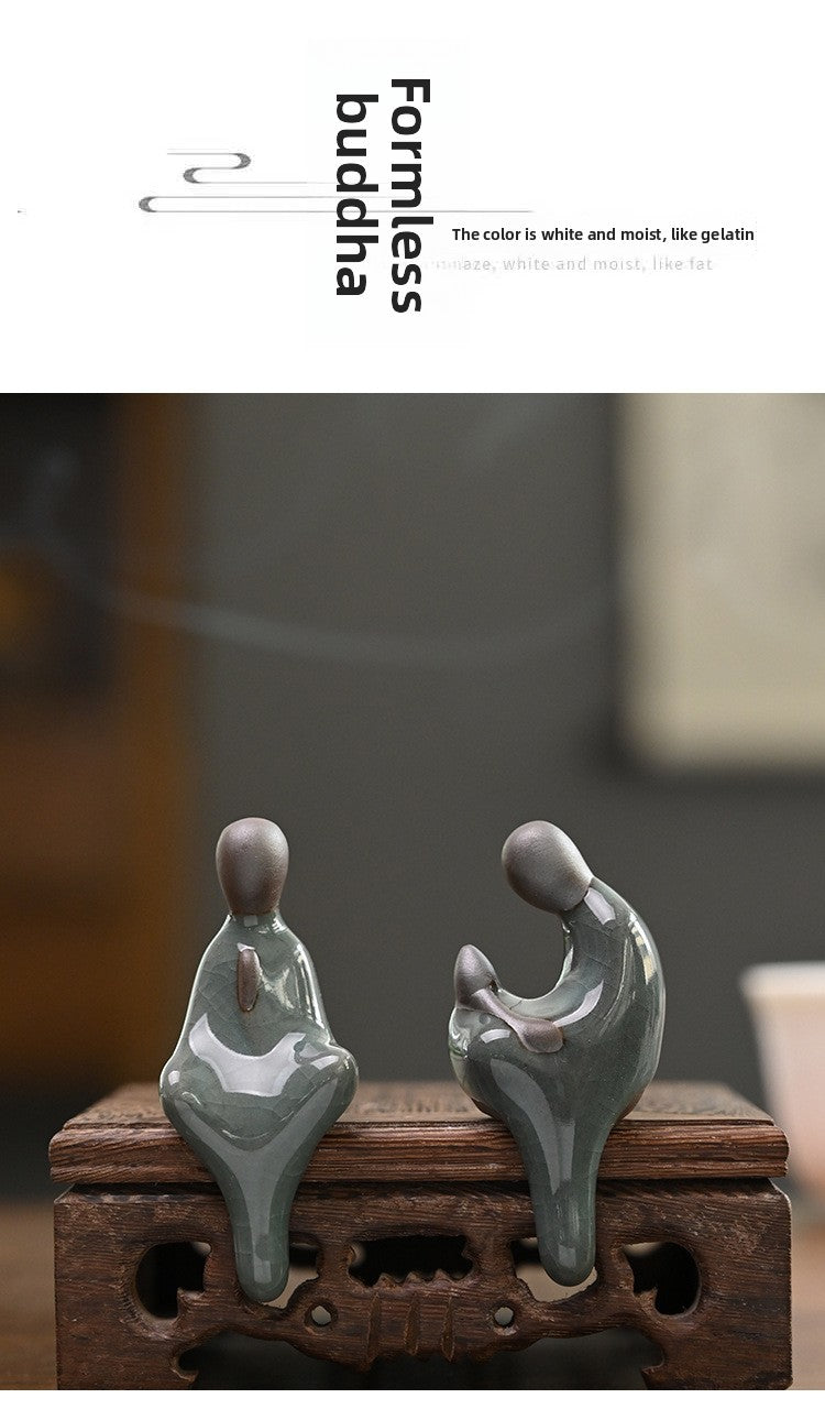 zensoullab Mini Fingertip Small Buddha Ceramic Ge Kiln Formless Buddha Landscape Gardening Rockery Micro Landscape Fish Tank Zen Small Ornament