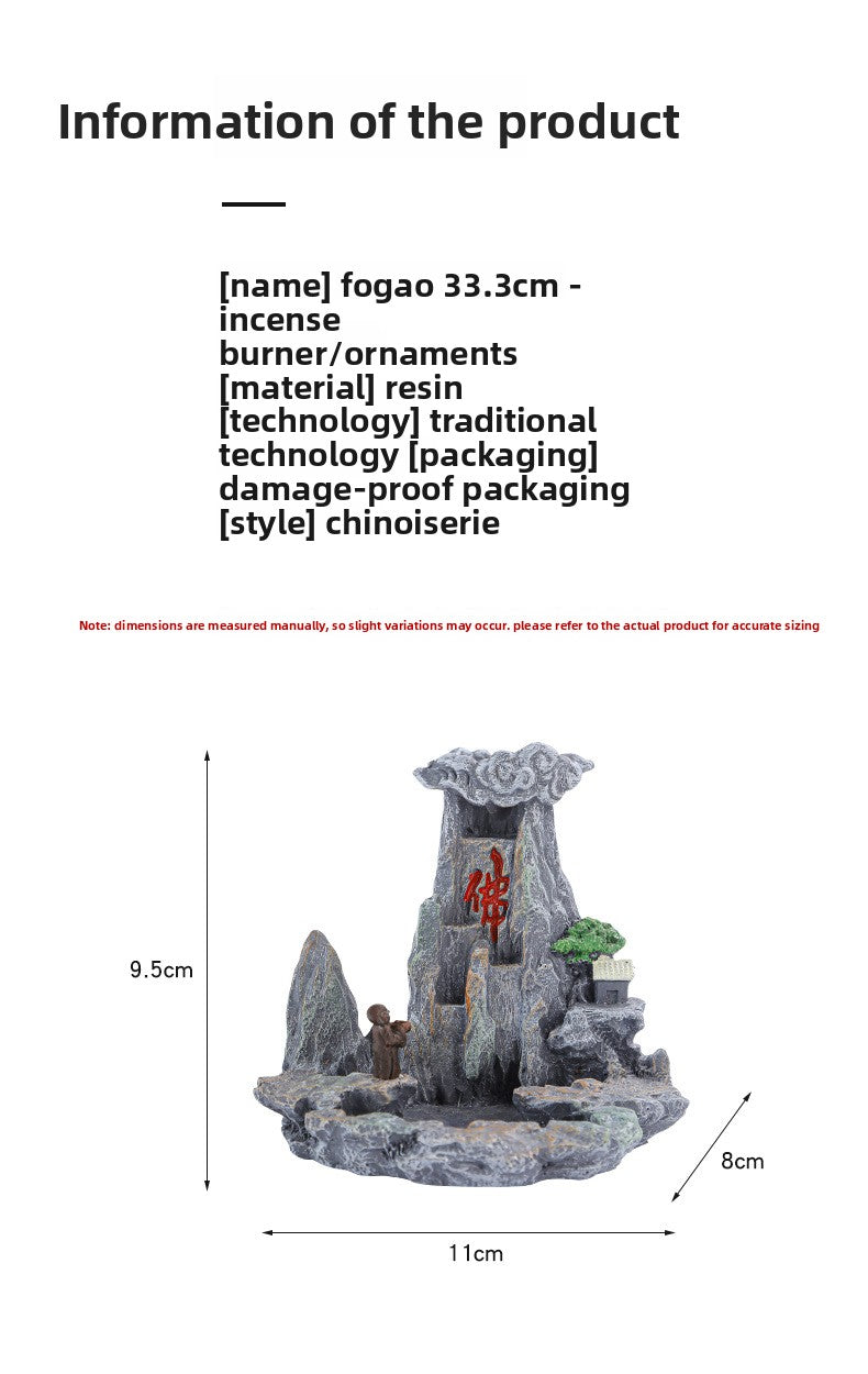 zensoullab Resin Backflow Incense Burner for Home Indoor Tower Incense Burner Sandalwood Burner Creative Personalized Aromatherapy Ornament Chinese Style