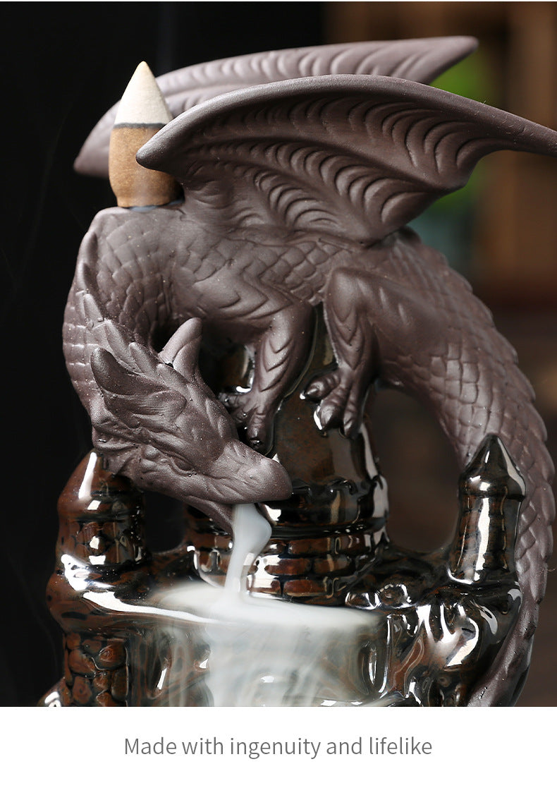 Ceramic Sandalwood Backflow Incense Burner Home Decor Creative European Style Pterosaur Waterfall Backflow Incense Burner