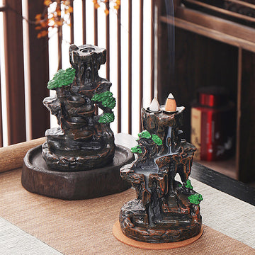 zensoullab Creative Mountain Water Backflow Incense Burner High-end Large Incense Burner Water Flow Incense Tea Ceremony Home Decoration Backflow Incense
