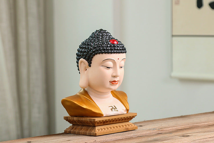 zensoullab Premium Ceramic Large Buddha Head Chinese Zen Style Buddha Statue Amitabha Buddha Tathagata Home Buddha Hall Gift Home Decoration