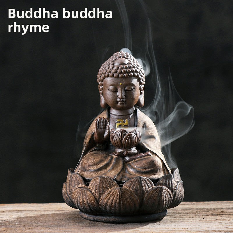 zensoullab Creative Ceramic Incense Burner Tea Ceremony Aromatherapy Burner Accessories for Home Living Room Indoor Air Purification Zen Buddha Ornament