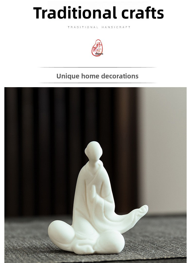 zensoullab Mini Ceramic Fingertip Small Buddha Zen White Porcelain Formless Buddha Little Monk Bonsai Fish Tank Micro Landscape Decoration Ornament
