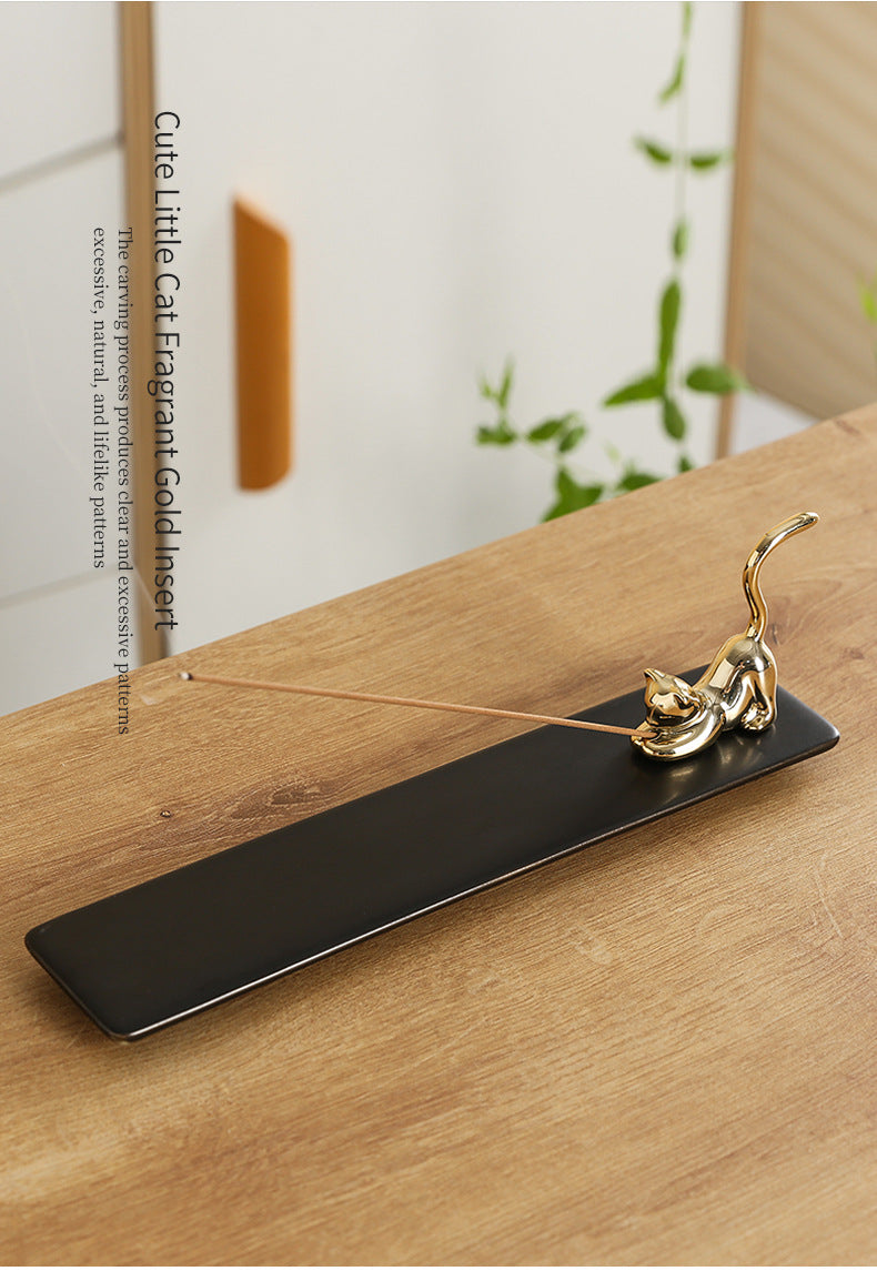 Cross-Border Ceramic Kitten Aromatherapy Burner Ornament Creative Cute Cat Home Indoor Creative Incense Holder Incense Stand Incense Tray