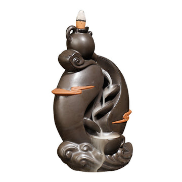 zensoullab New Teapot Smoke Backflow Incense Burner Large Ceramic Ornamental Incense Burner Home Decor Craft