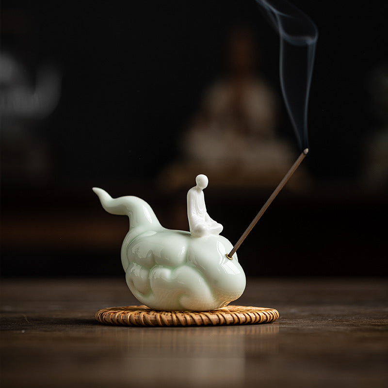 zensoullab Zen Style Formless Buddha Incense Holder Ornament Incense Burner Incense Tray Sandalwood Ceramic Monk Tea Table Decoration