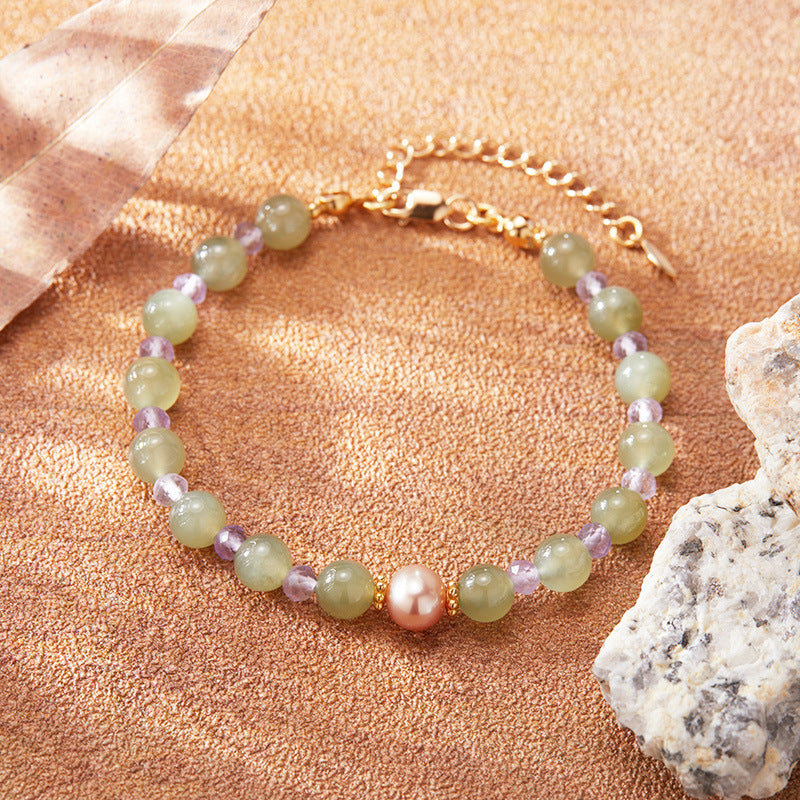 zensoullab Natural Hetian Jade Pearl Necklace Women's Set S925 Solid Silver Clavicle Chain Hot Sale