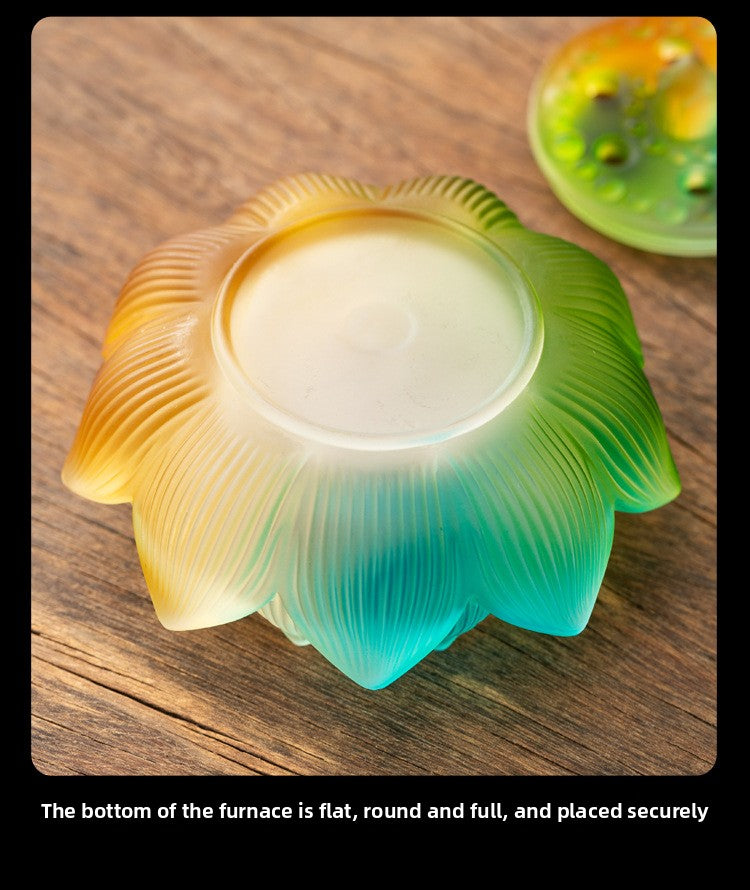 zensoullab Glass Incense Burner Ancient Method Lotus Seven-Color Coil Incense Sandalwood Agarwood True Incense Home Use Incense Holder New Chinese Style Ornament
