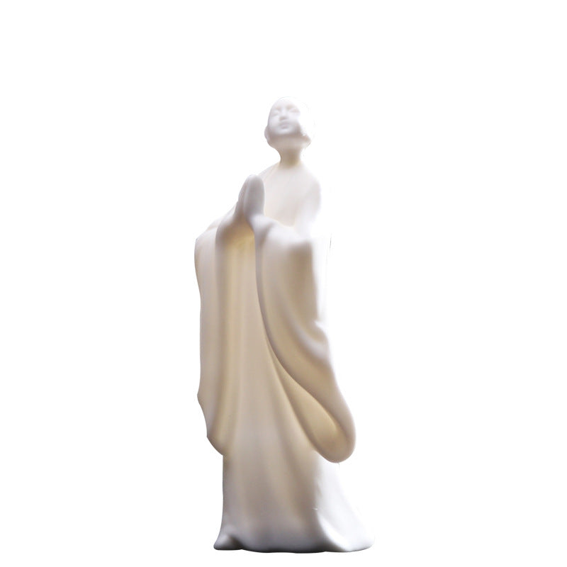 zensoullab Zen Character Ceramic Little Monk Chinese Style Ornament White Porcelain Blessing Little Novice Living Room Root Carving Study Room Soft Decoration