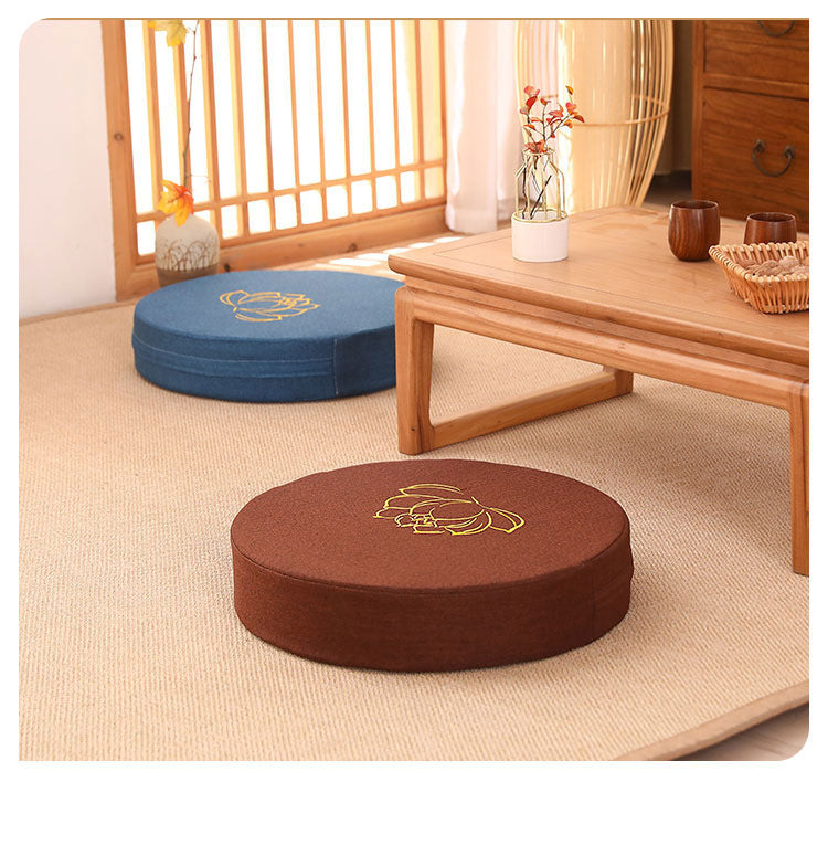 Zensoullab Japanese Style Tatami Mat Futon Cushion Thickened Stool Removable and Washable Window Cushion round Meditation Cushion Meditation Pray Cushion