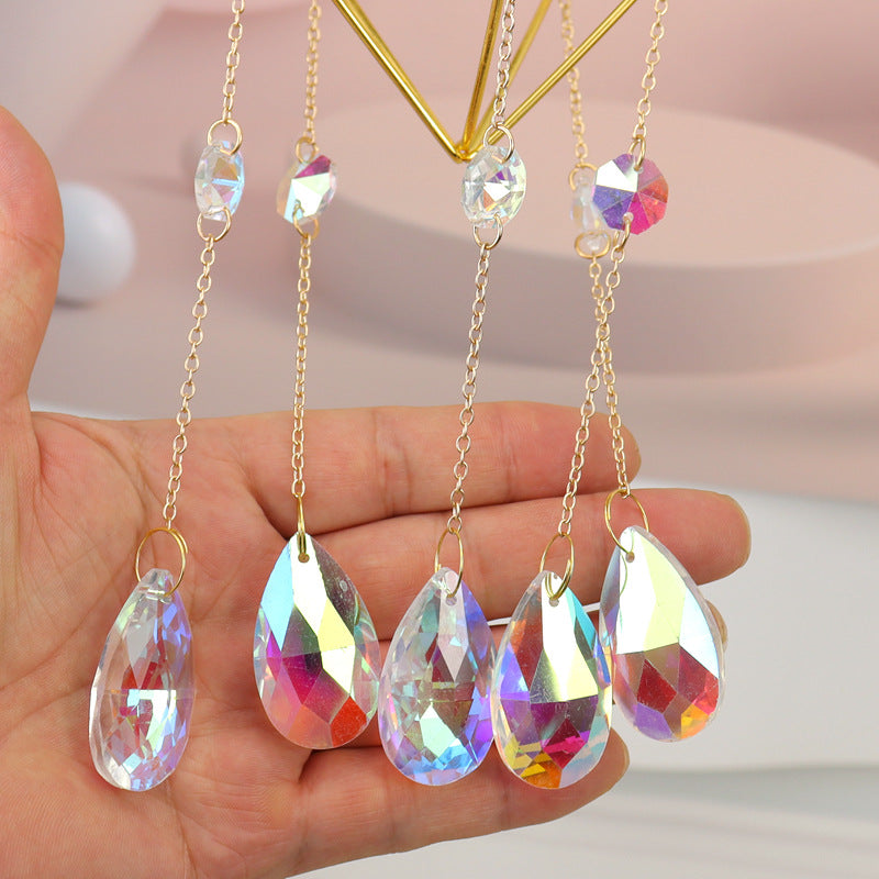 zensoullab Sun Catcher Crystal Air Frame Round Pendant Light Garden Decoration Pendant Light Crystal Hanging Ornament T18