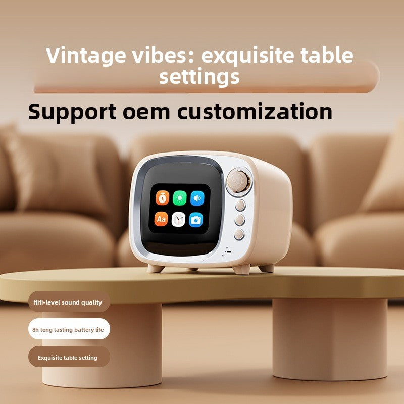 zensoullabAi Smart APP Screen Bluetooth Speaker Creative Retro TV Style Small Speaker Subwoofer Alarm Clock White Noise