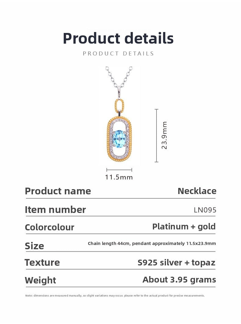 zensoullab French Retro S925 Sterling Silver Inlaid Natural Gemstone Yellow Crystal Topaz Pendant Necklace for Women Hot-Selling Jewelry