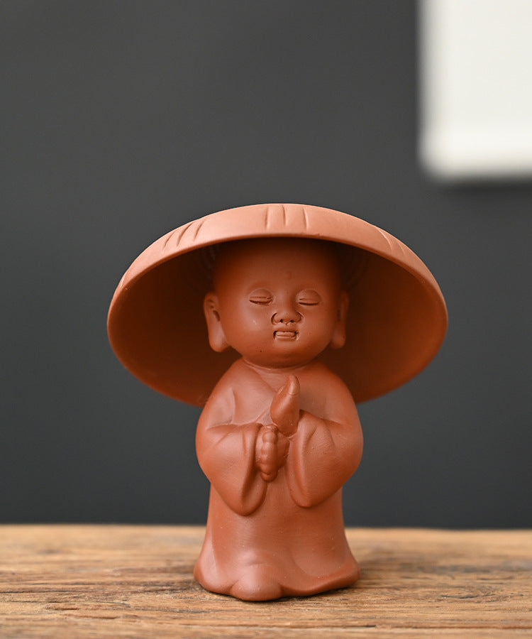 zensoullab Zen Purple Clay Little Monk Tea Pet Tea Leaf Filter Kung Fu Tea Set Accessories Creative Hat Tea Strainer Full Ceramic Tea Infuser