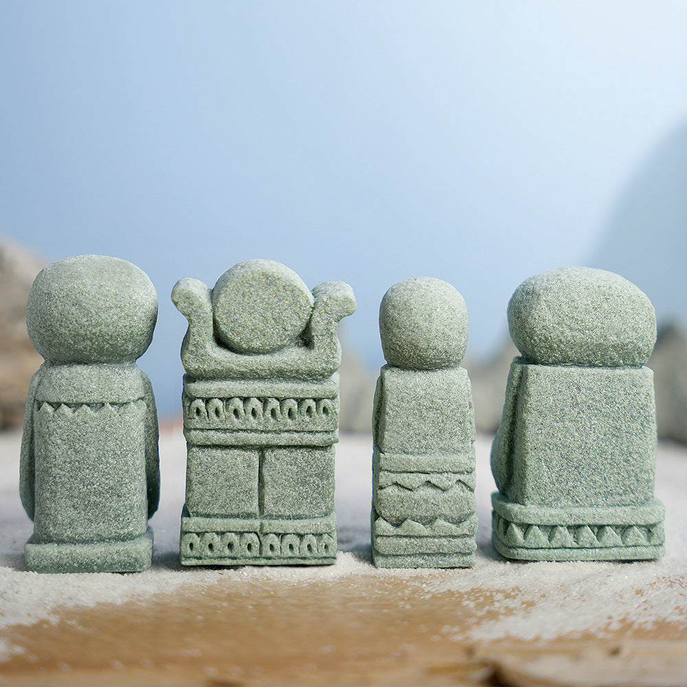 zensoullab Bali Stone Man Green Sandstone Micro Landscape Fish Tank Ornament Bonsai Creative Personalized Craft Desktop Decoration