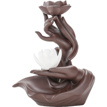 zensoullab Backflow Incense Burner Purple Clay Buddha Hand Lotus Heart Creative Sandalwood Burner Home Decor New Chinese Style Ornament