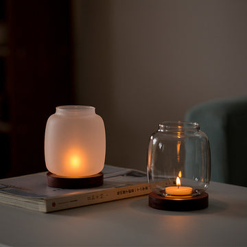 zensoullab Glass Candle Holder Ornament Home Chinese Style Aromatherapy Wax Wind Cover Vintage Special Electronic Small Candle Light Romantic Zen Light Luxury