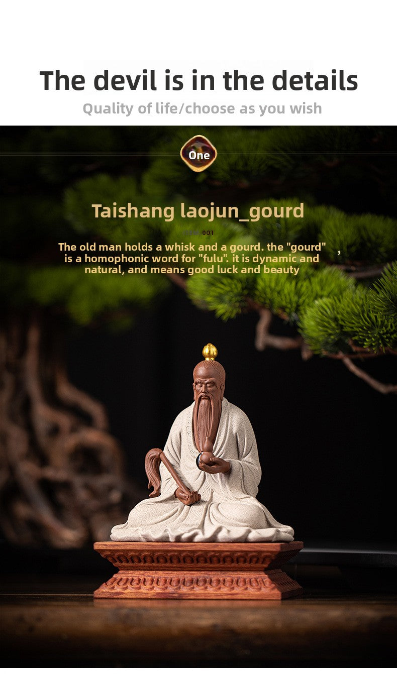 zensoullab Zen Style Chinese Ceramic Taishang Laojun Three Pure Ones Taoist Patriarch Yuanshitianzun Living Room Creative Home Decor Antique Shelf Ornament