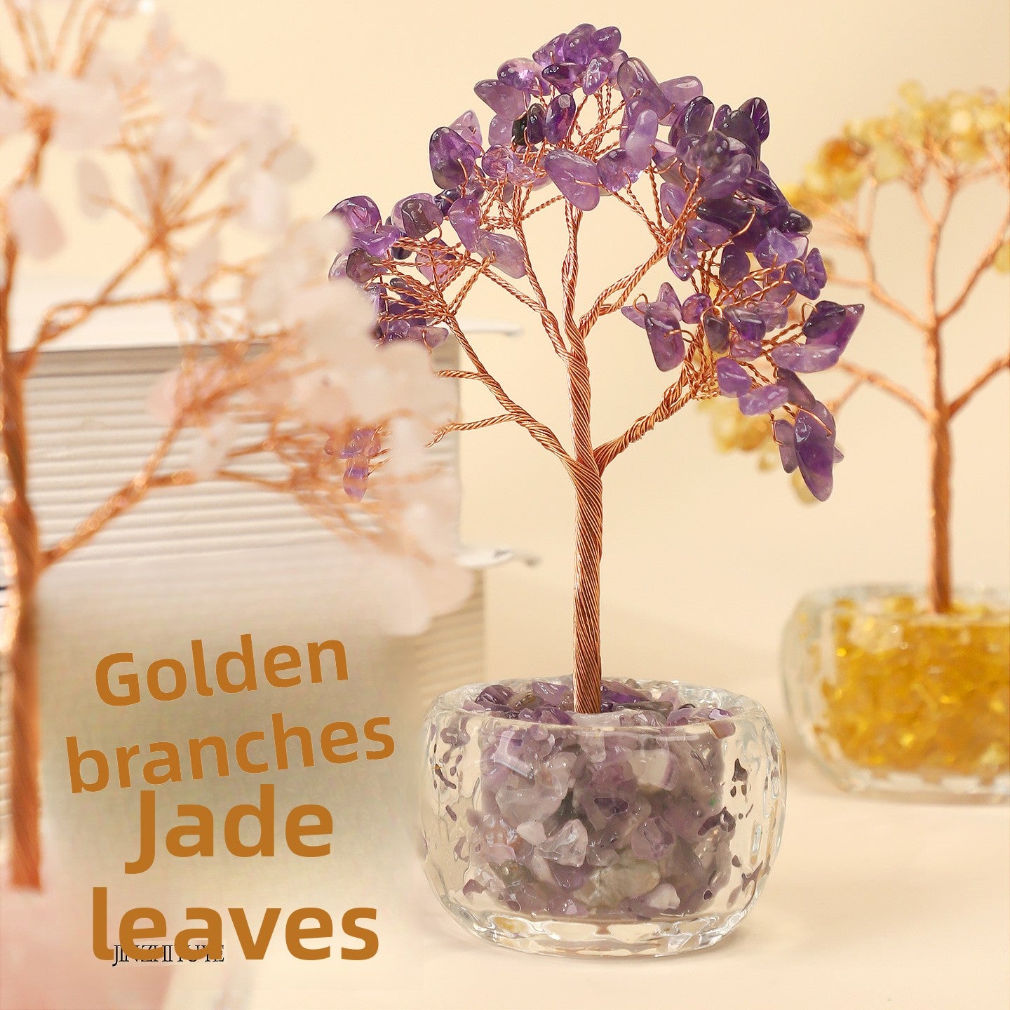 zensoullab Natural Crystal Tree Citrine Money Tree Crystal Tree of Life Wealth Tree Office Crystal Ornament