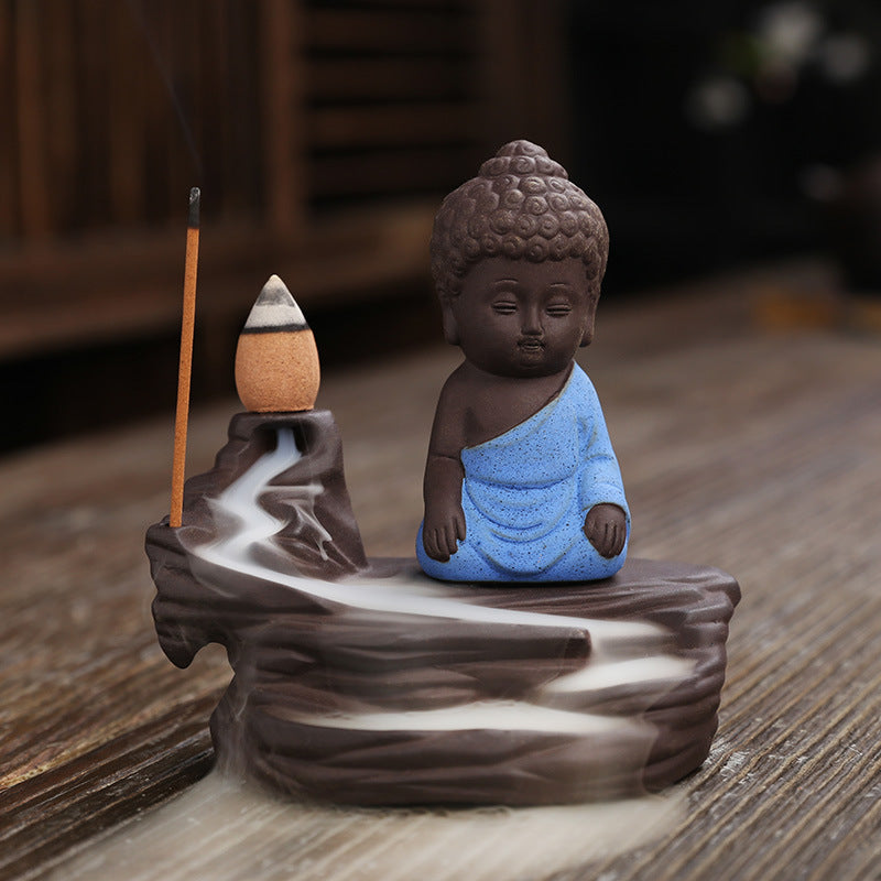 zensoullab Purple Clay Backflow Incense Burner Creative Ceramic Craft Gift Mountain Water Flow Small Tathagata Backflow Incense Burner Original