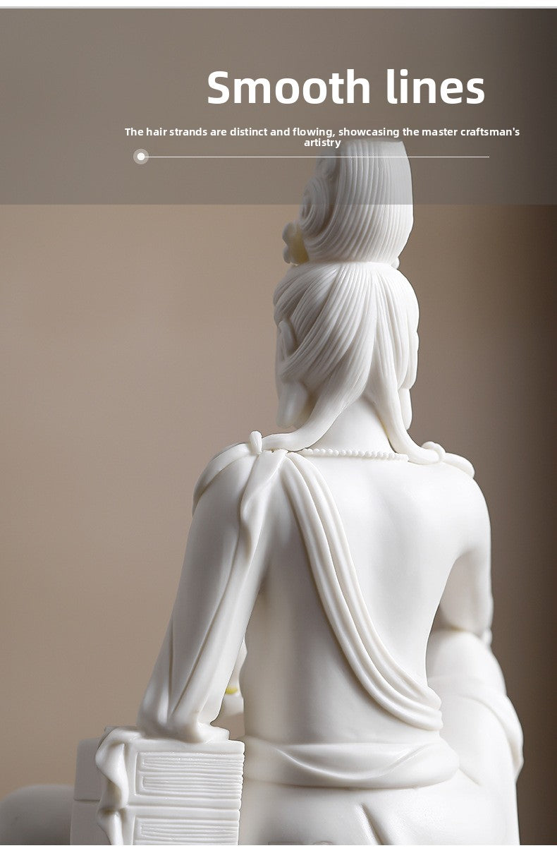 zensoullab New Chinese Style Guanyin Bodhisattva Buddha Statue Ceramic Ornament Free Guanyin White Porcelain Home Living Room Entrance Hall Display Shelf Decoration