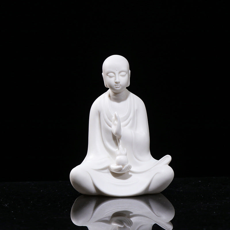 zensoullab Ceramic Western Three Saints Buddha Statue Ornament for Home Living Room Shakyamuni Buddha Guanyin Bodhisattva Ksitigarbha Entrance Decoration