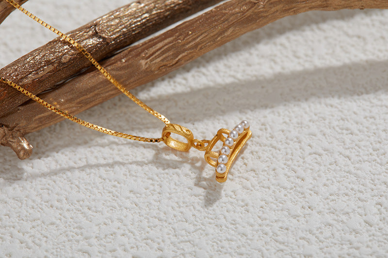 zensoullab Hot Sale S925 Sterling Silver Ancient Gold Inlaid Dopamine Freshwater Pearl Necklace for Women Niche High-end Feel