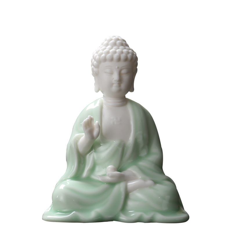 zensoullab Premium White Porcelain Handmade Buddha Statue Tathagata Buddha Ornament Ceramic Guanyin Bodhisattva Living Room Buddha Hall Car Mount Decoration