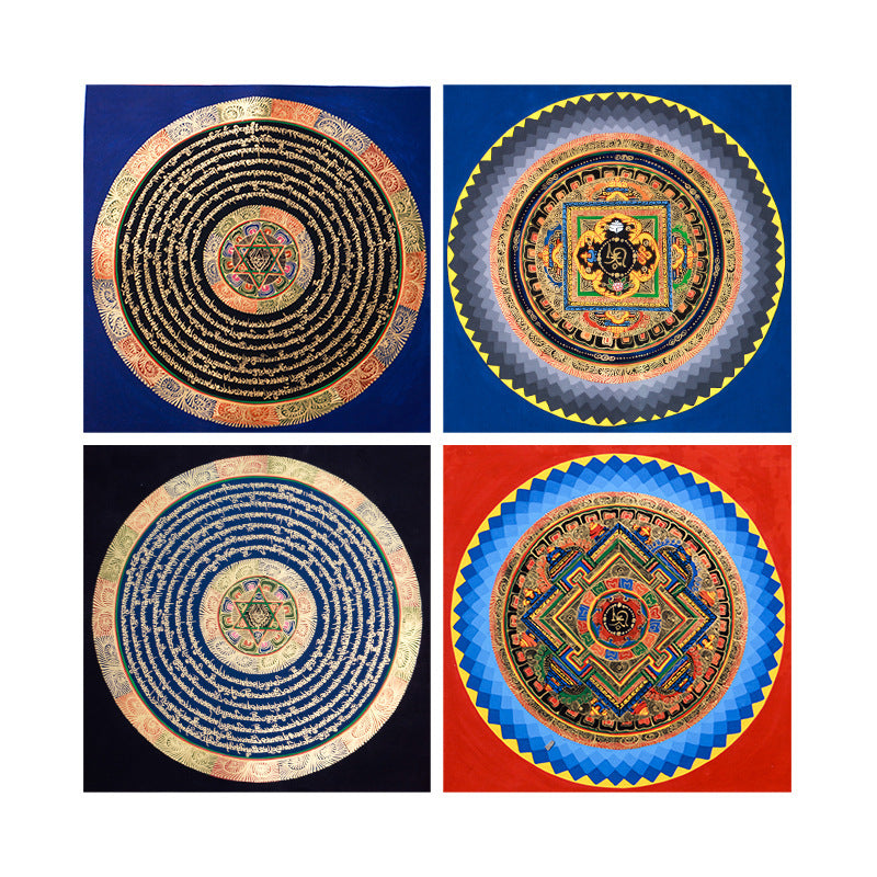 zensoullab Nepal Hand-painted Sutra Mandala Thangka Living Room Background Entrance Tibetan Handmade Thangka Decorative Hanging Painting