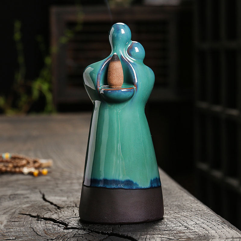 Ceramic Backflow Incense Burner Home Decor Ornament Creative Double-Sided Backflow Incense Burner