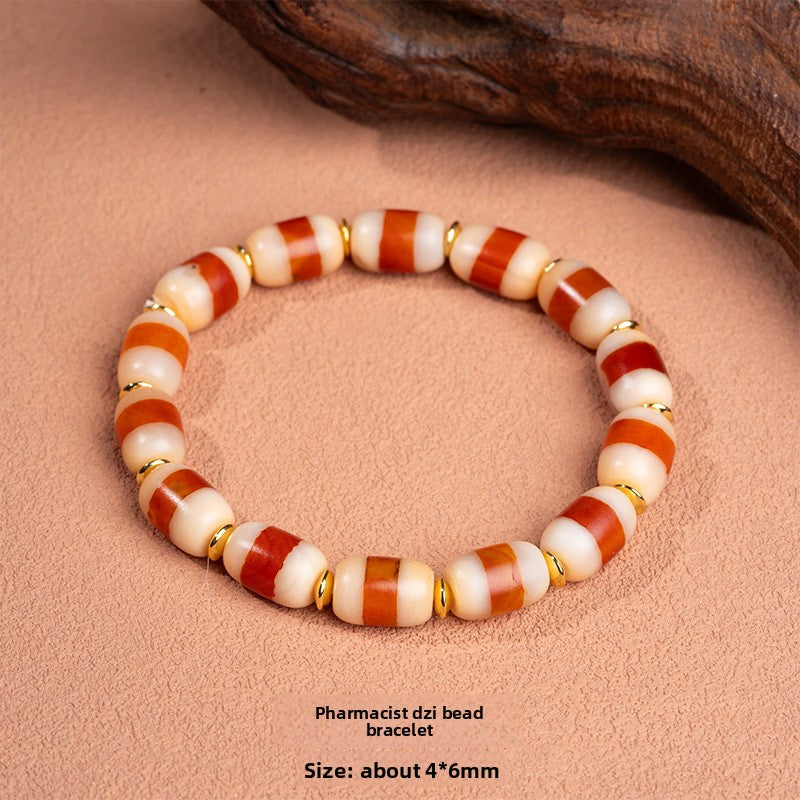 zensoullab Natural Sardonyx Dzi Bead Bracelet Fashionable Versatile Unisex Couple Style One-Line Pharmacist Single Circle Bracelet