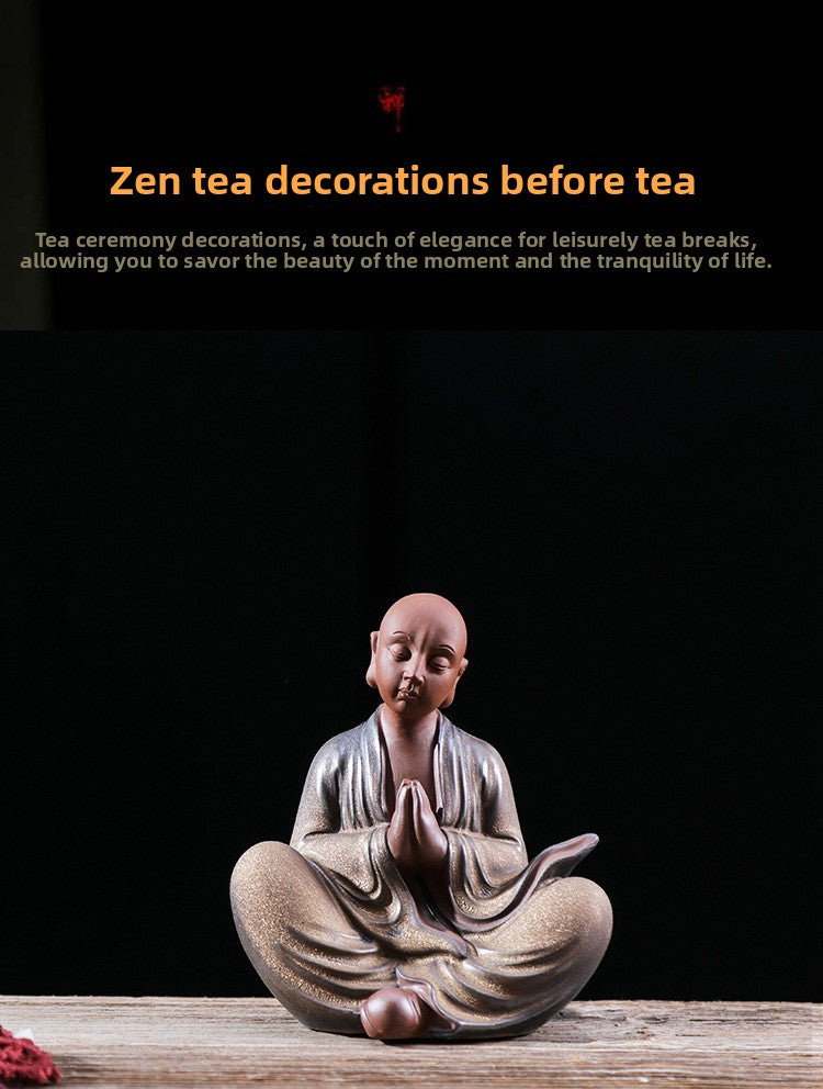 zensoullab Premium Purple Clay Little Monk Tea Pet Tea Tray Kung Fu Tea Set Accessories Little Shaolin Zen Style Chinese Home Decor