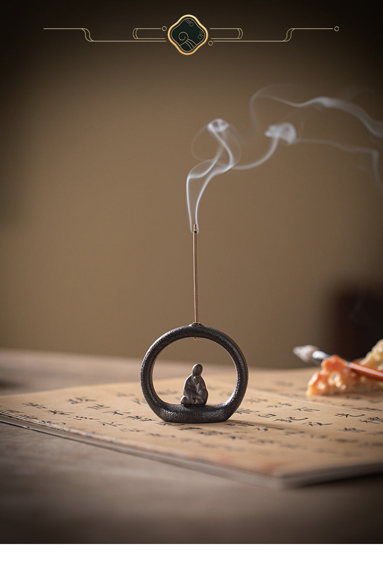 zensoullab Zen Style Small Monk Incense Holder Creative Dual-use Coil Incense Burner Incense Burner for Home Indoor Sandalwood Agarwood Incense Burner Ornament
