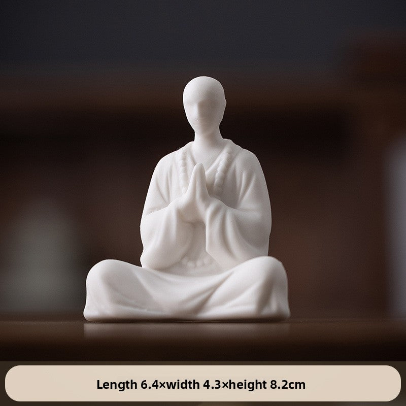 zensoullab Chinese Style Little Monk Home Decor Ceramic Zen Unphase Buddha Tea Ceremony Fish Tank Landscaping Micro Landscape Bonsai Decoration