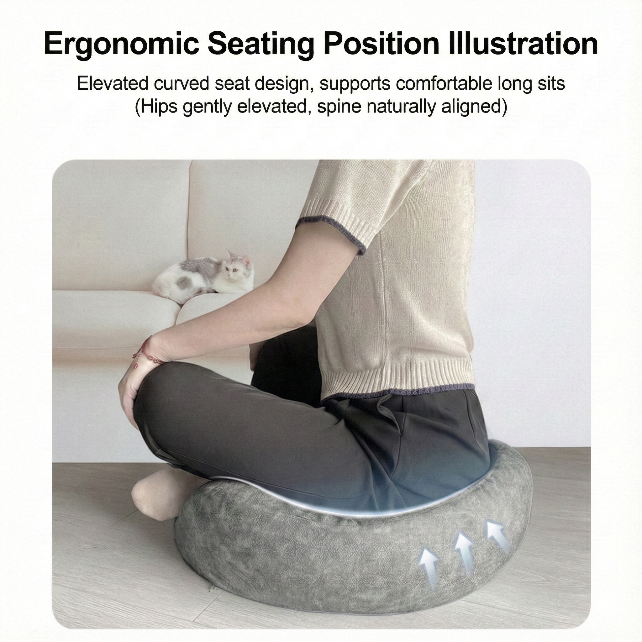 Zensoullab Ergonomic Meditation Cushion Floor Seat (Memory Foam) – 4 Colors