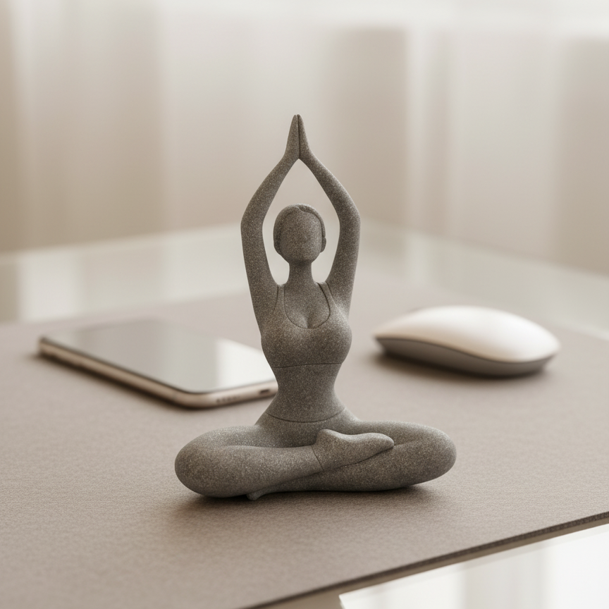 ZenSoulLab Zen Sandstone-Texture Yoga Meditation Figurine | Minimalist Zen Home Decor (Single/Trio Set)