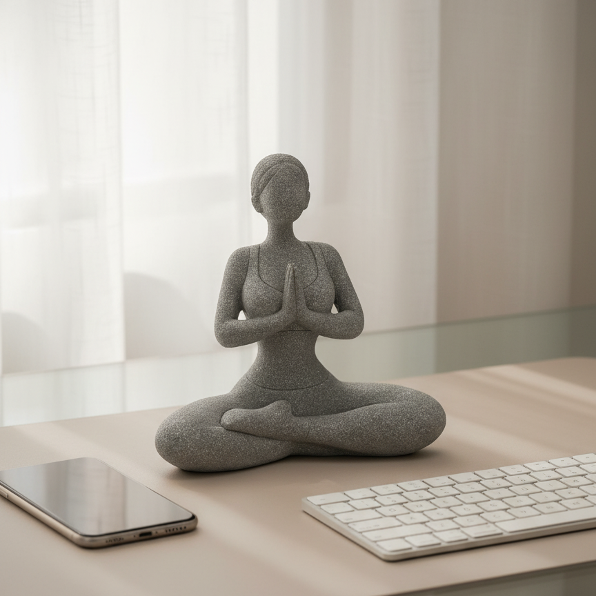 ZenSoulLab Zen Sandstone-Texture Yoga Meditation Figurine | Minimalist Zen Home Decor (Single/Trio Set)