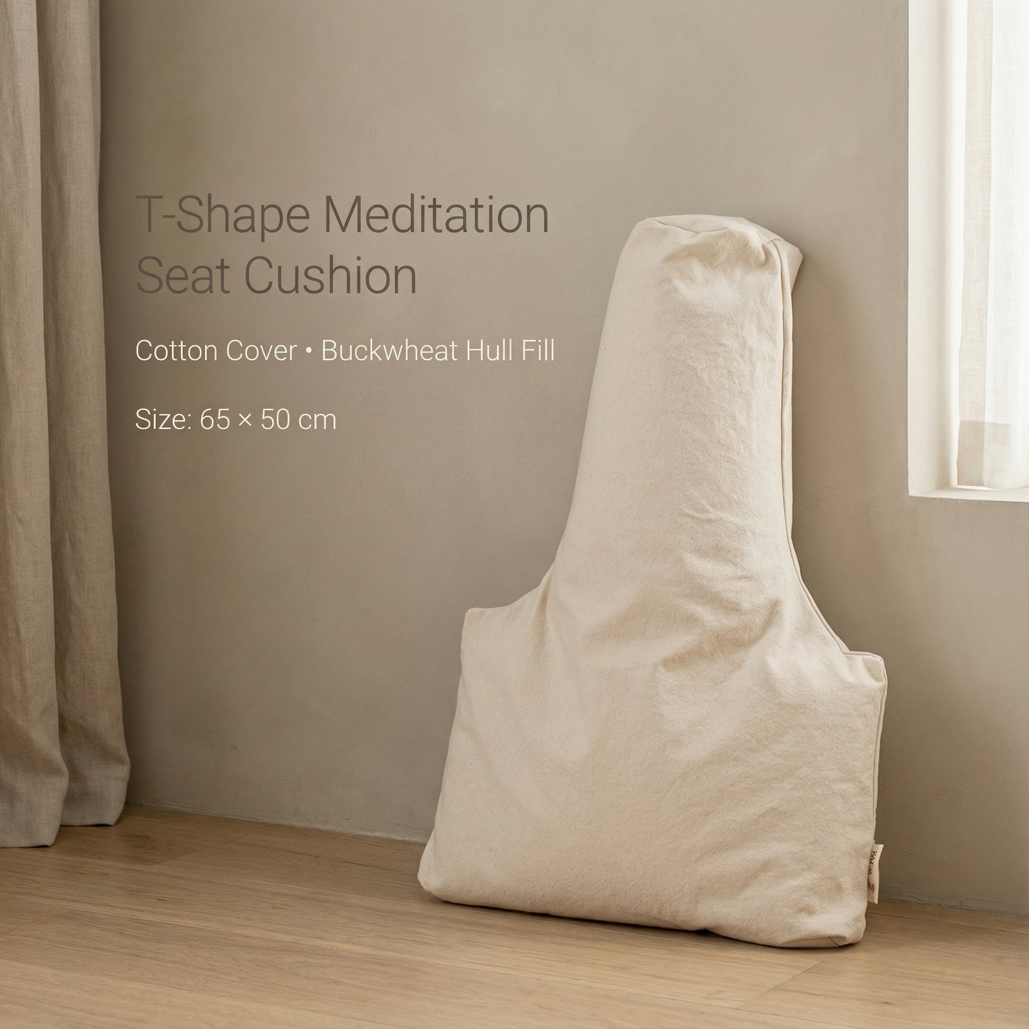 ZenSoulLab T-Shaped Ergonomic Meditation Cushion with Buckwheat Hull Filling