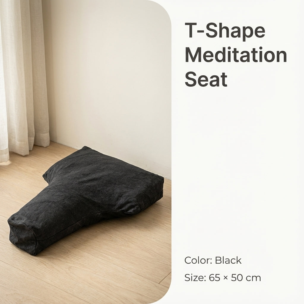 ZenSoulLab T-Shaped Ergonomic Meditation Cushion with Buckwheat Hull Filling