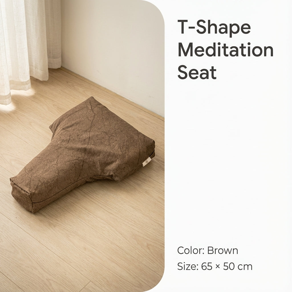 ZenSoulLab T-Shaped Ergonomic Meditation Cushion with Buckwheat Hull Filling