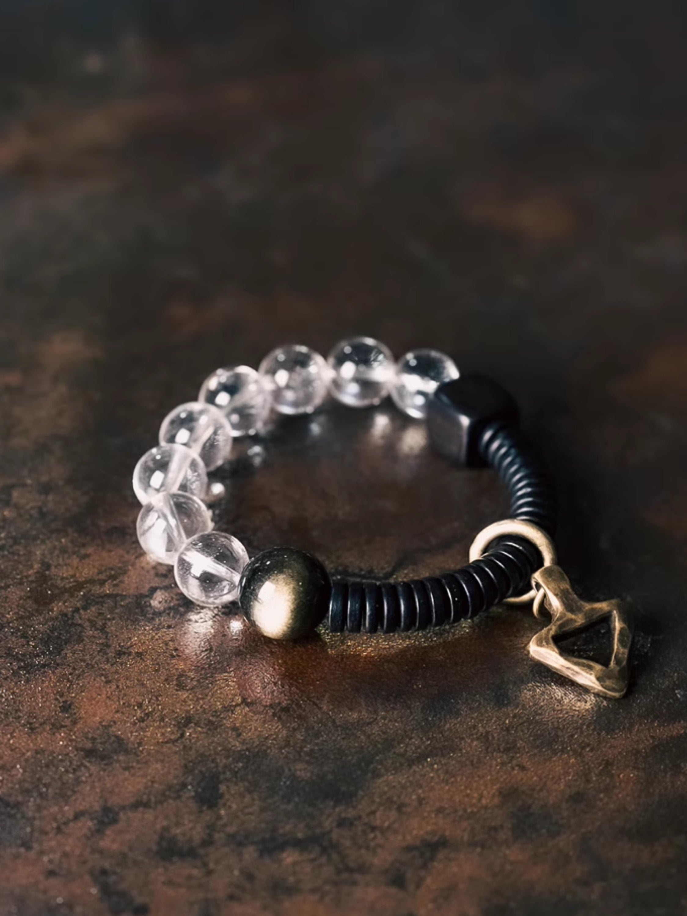 Guardian of Light · Clear Quartz & Ebony Bracelet