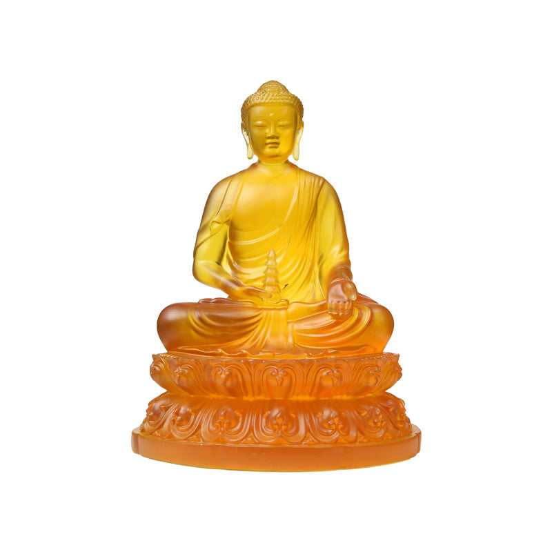 Healing Light Buddha Statue | Colored Liuli Medicine Buddha Sculpture for Peace & Wellness