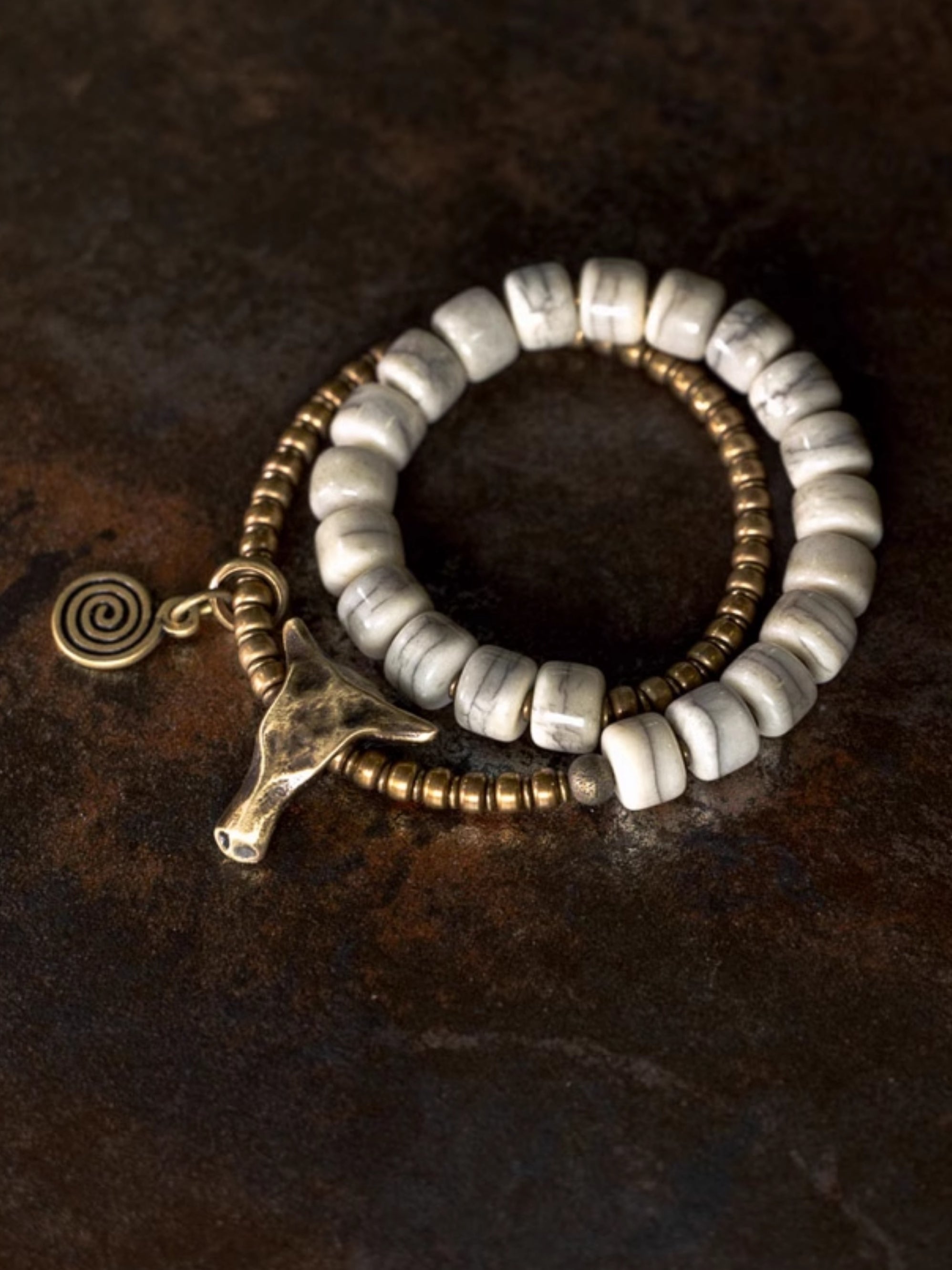 The Spirit of the Herd · Brass & Bone Bracelet – Symbol of Strength and Protection