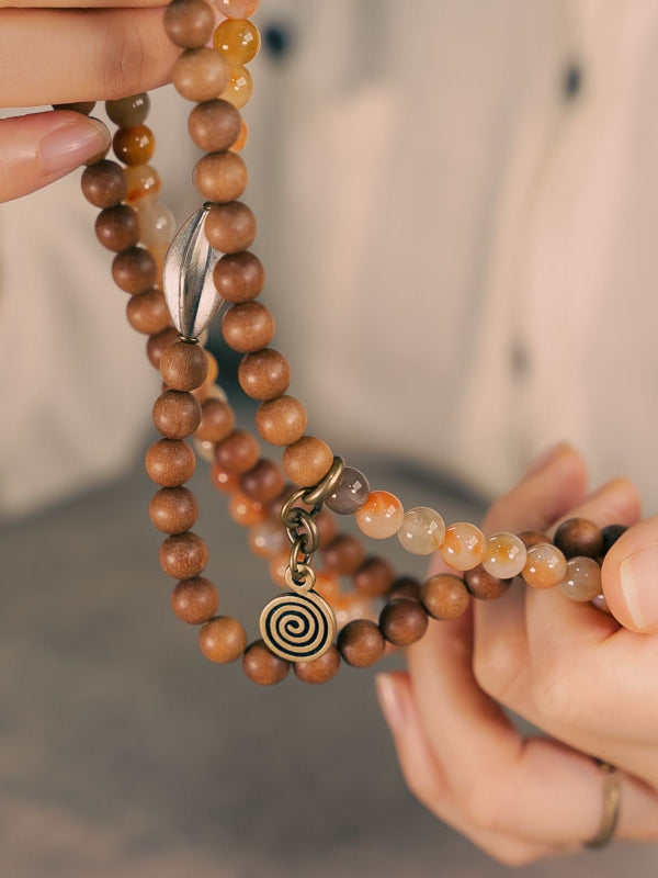 Dawn Whisper | Sandalwood & Coral Gemstone with 925 Silver Beads Necklace/Bracelet