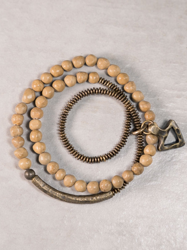 Trinity Guardian Bracelet | Vintage Brass & Shari Stone Design