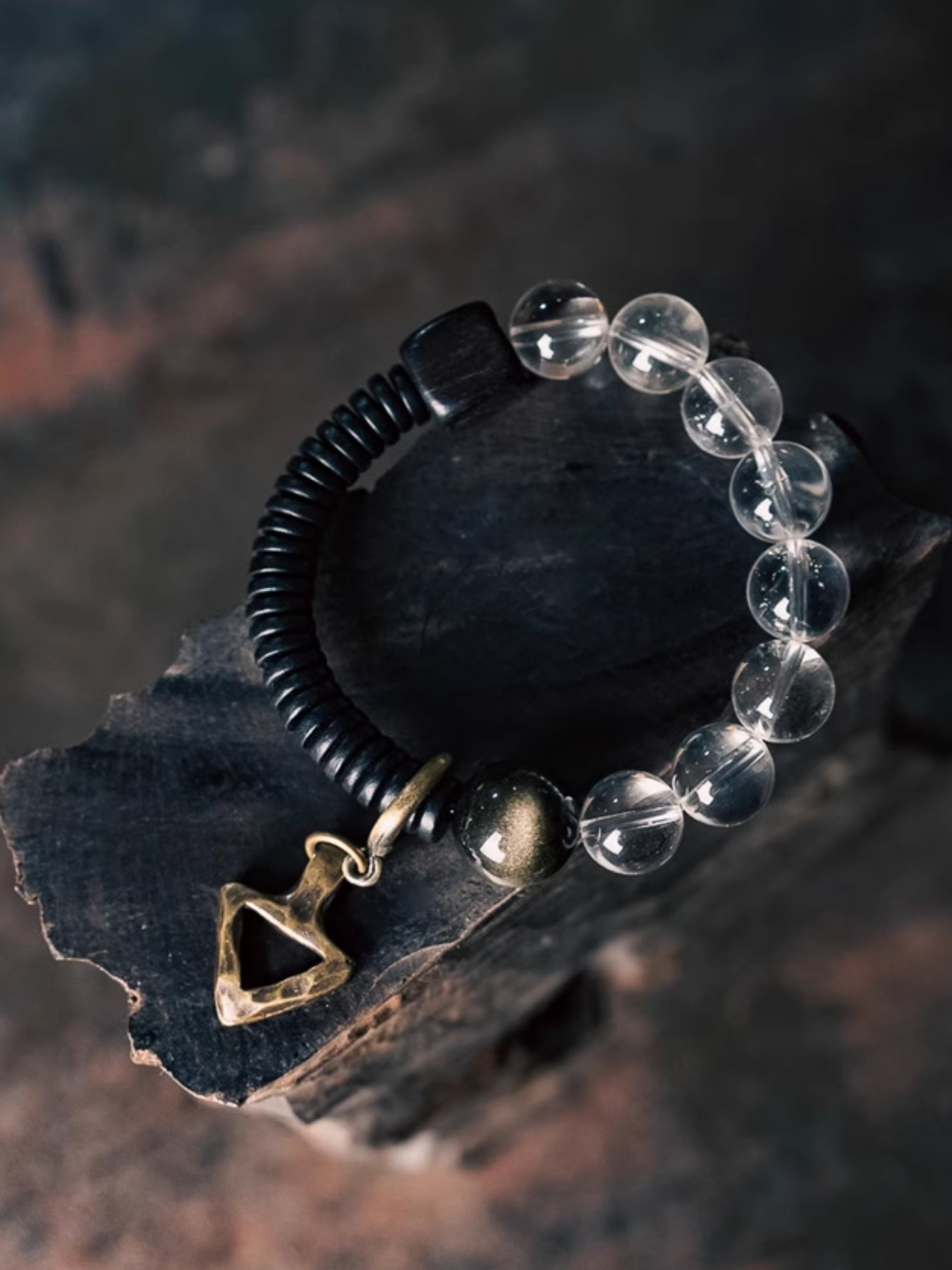 Guardian of Light · Clear Quartz & Ebony Bracelet