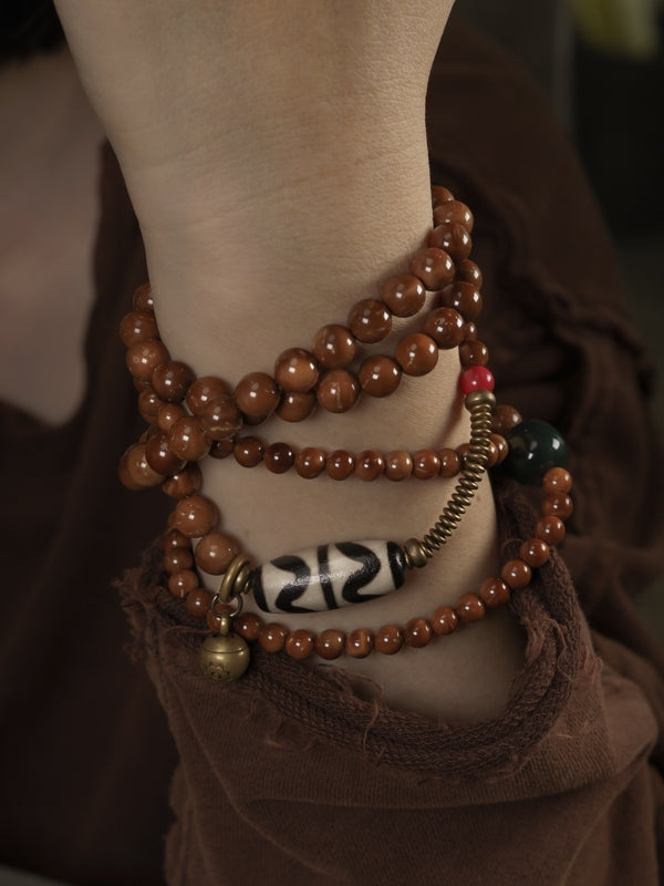 Alxa Agate Tibetan-Style Mala Bracelet & Necklace (Multi-Wrap, Unisex)