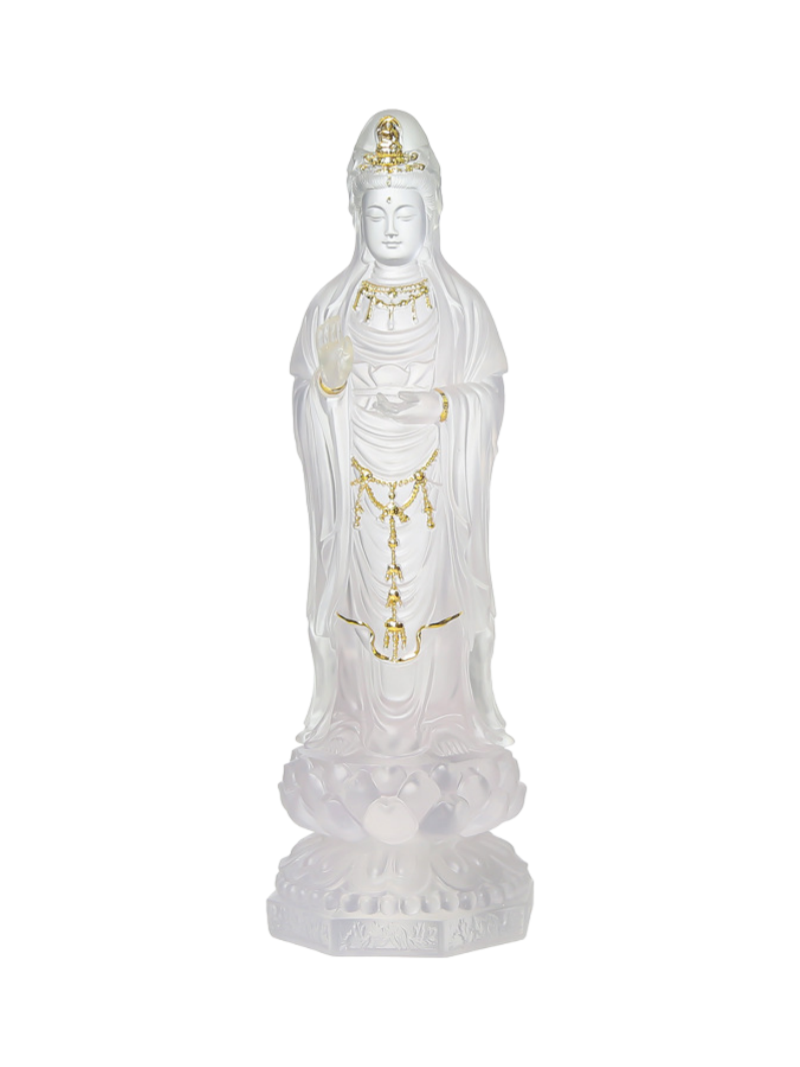Crystal Glass Guanyin Buddha Statue – Symbol of Compassion & Protection