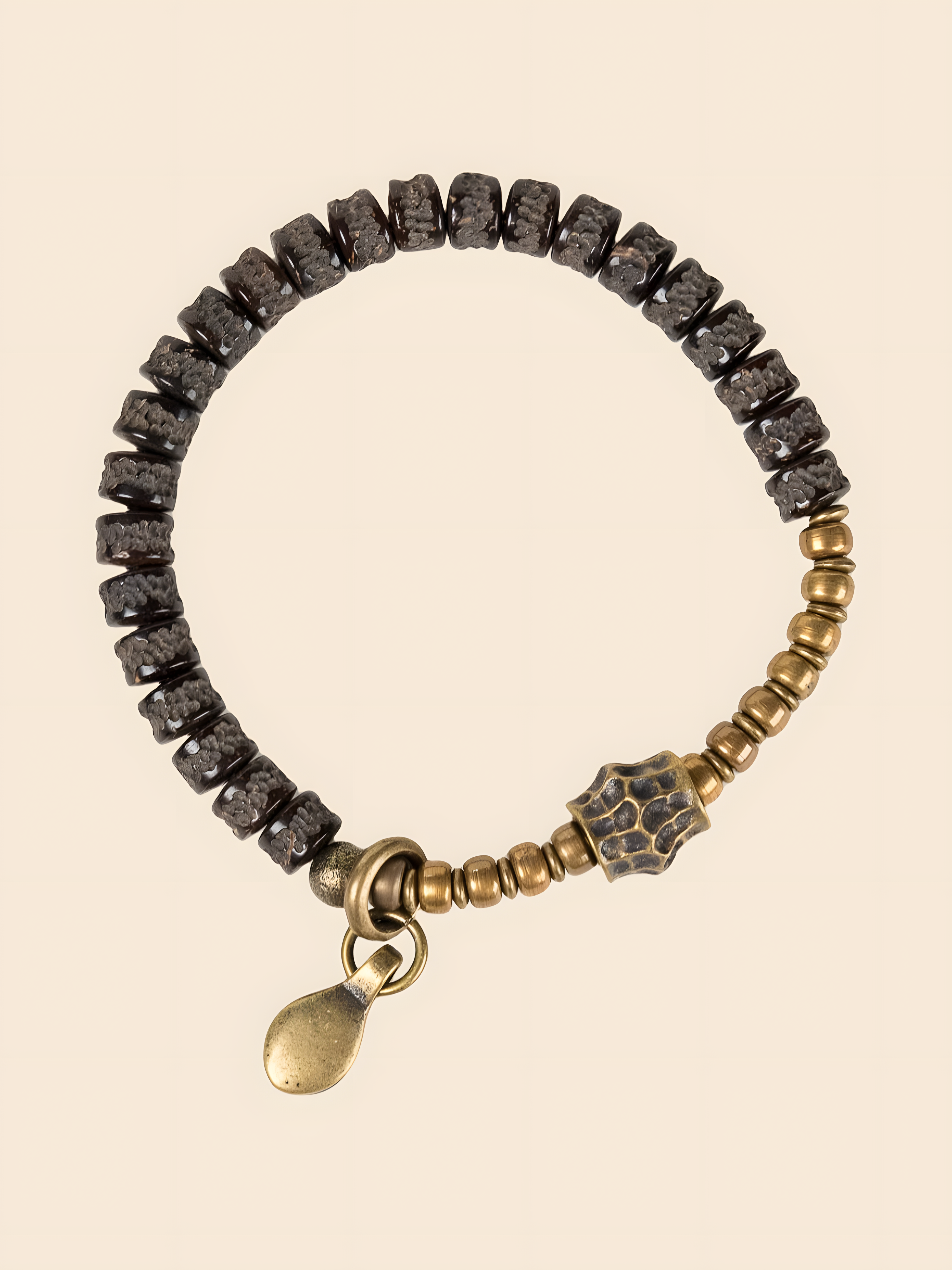 Trinity of Time | Coconut Shell & Brass Handmade Bracelet