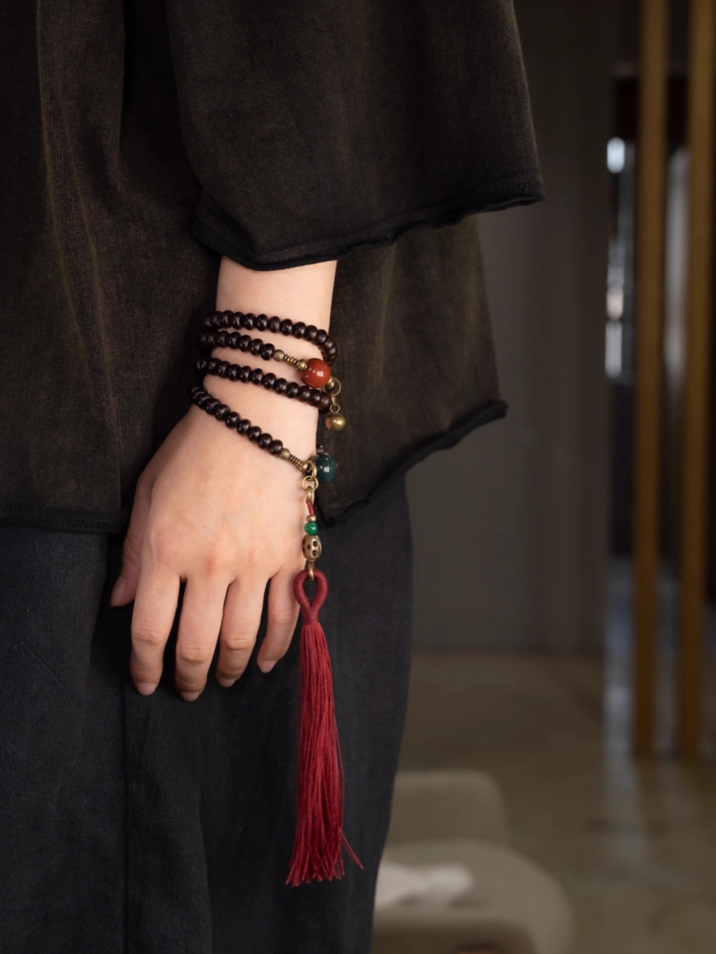Wisdom Guardian | Sandalwood Mala Beads Necklace & Bracelet